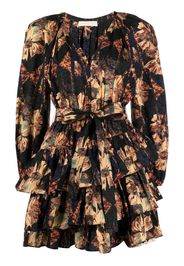 Ulla Johnson Miranda abstract-print ruffle minidress - Nero