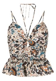 Ulla Johnson Essie floral-print halterneck peplum top - Toni neutri