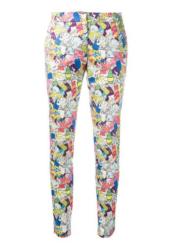 Garbage print skinny trousers