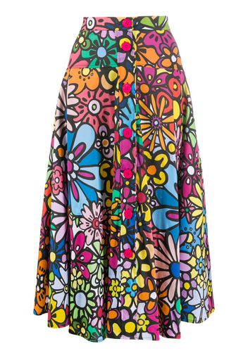 flower print flared skirt