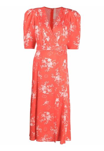 Ulyana Sergeenko floral-print midi dress - Rosso