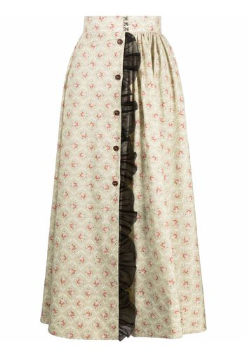 Ulyana Sergeenko floral-print maxi dress - Toni neutri