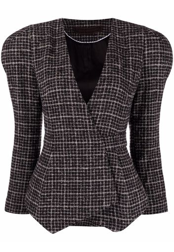 Ulyana Sergeenko check wrap-style blazer - Nero