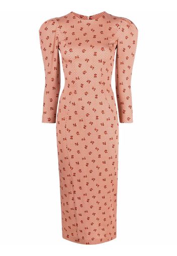 Ulyana Sergeenko printed puff-sleeve dress - Toni neutri