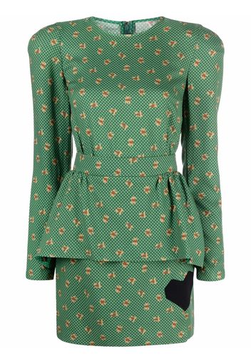 Ulyana Sergeenko printed peplum dress - Verde