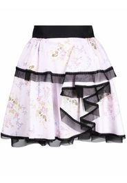 Ulyana Sergeenko asymmetric floral-print mini skirt - Rosa