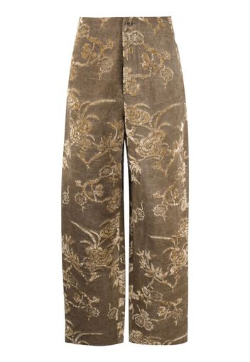 Uma Wang patterned-jacquard straight-leg trousers - Marrone