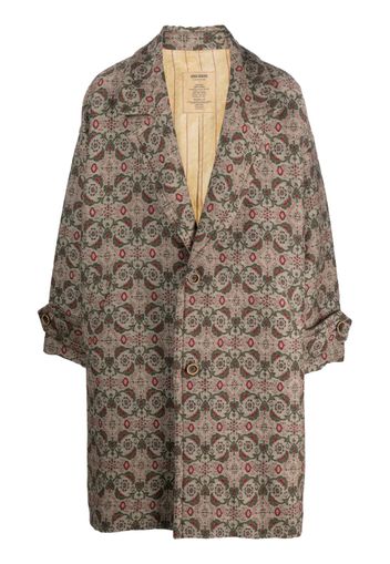 Uma Wang graphic-print single-breasted coat - Toni neutri