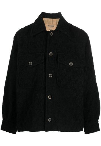 Uma Wang distressed-effect knitted shirt jacket - Nero