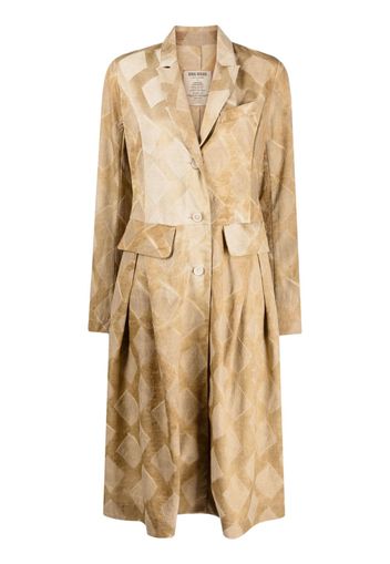 Uma Wang diamond-pattern single-breasted coat - Marrone