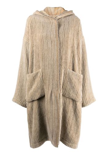 Uma Wang slouch-hood concealed-fastening coat - Marrone