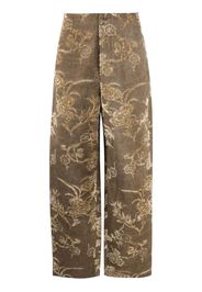 Uma Wang patterned-jacquard straight-leg trousers - Marrone
