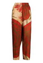 Uma Wang floral-print tapered trousers - Marrone