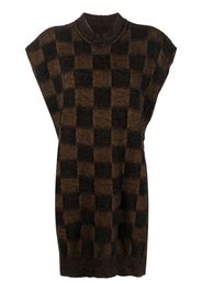 Uma Wang checkerboard-pattern knitted vest - Marrone