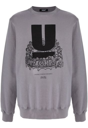 UNDERCOVER printed crew neck sweatshirt - Grigio