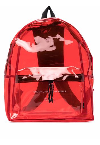 UNDERCOVER logo print transparent backpack - Rosso