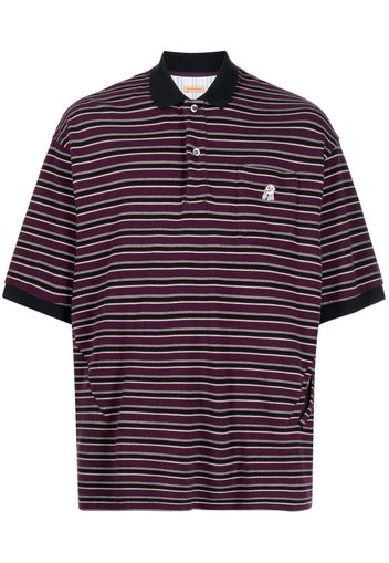 Undercover stripe-print cotton polo shirt - Viola