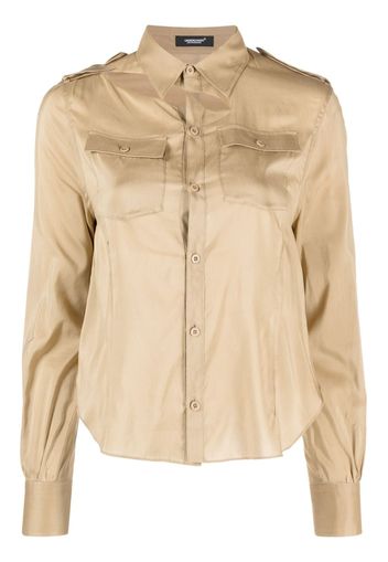 Undercover open-back cotton-silk blend shirt - Toni neutri