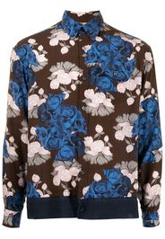 UNDERCOVER floral-print contrast-panel shirt - Blu