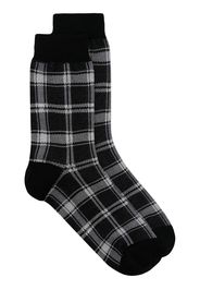 UNDERCOVER check-pattern logo-print socks - Verde