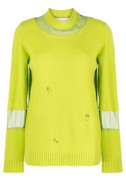 Undercover organza-panel long-sleeve jumper - Verde