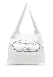 Undercoverism graphic-print cotton shoulder bag - Bianco