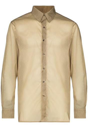 semi-sheer button-up shirt