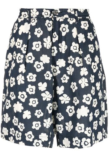 Universal Works floral-print pleated shorts - Blu