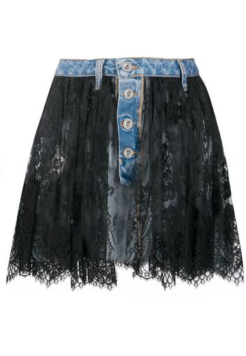 lace-layer denim skirt