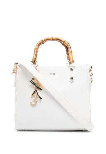 V°73 perla bamboo handle tote bag - Bianco