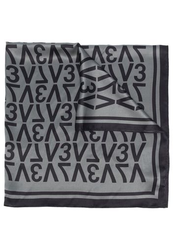 V°73 logo-embroidered silk scarf - Grigio