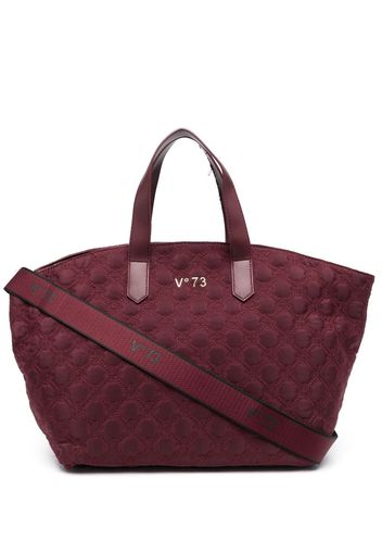 V°73 logo-plaque quilted tote bag - Rosso