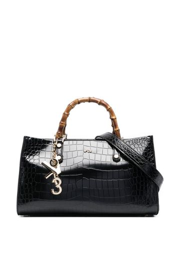 V°73 croco-embossed logo tote bag - Nero