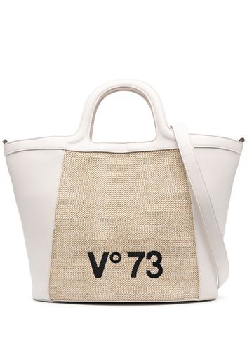 V°73 logo-print panelled tote bag - Bianco