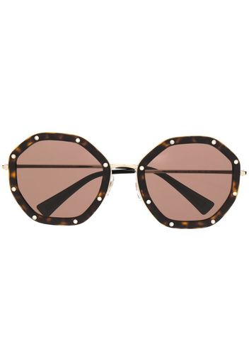 rhinestone-embellished octagonal-frame sunglasses