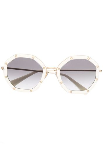 rhinestone-embellished octagonal-frame sunglasses