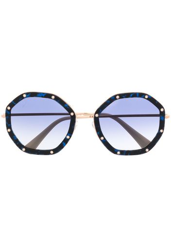 rhinestone-embellished octagonal-frame sunglasses