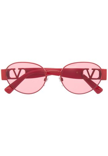 Valentino Eyewear Occhiali da sole ovali VLOGO - Rosso