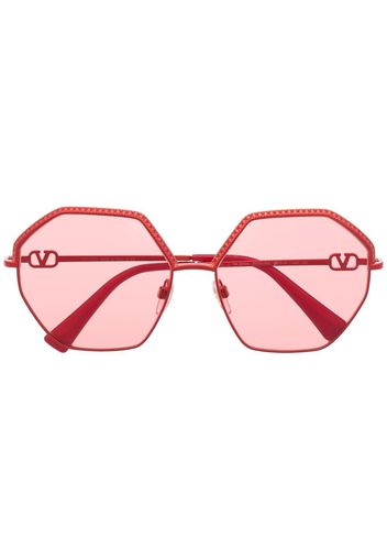 Valentino Eyewear Vlogo hexagonal-frame sunglasses - Rosso