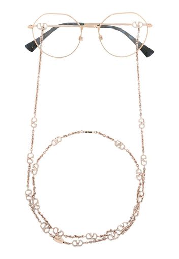 Valentino Eyewear VLogo chain VA10413 round-frame glasses - Oro