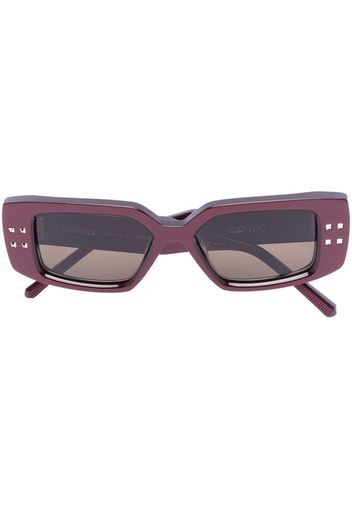 Valentino Eyewear Occhiali da sole Rockstud rettangolari - Rosso