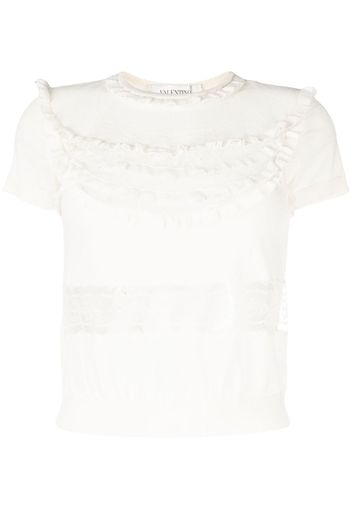 Valentino Garavani Pre-Owned 2000 lace-detail wool knitted top - Bianco