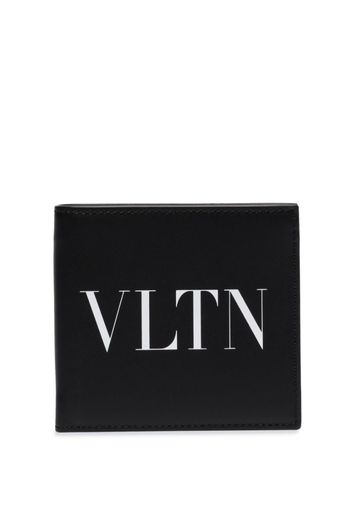 black VLTN logo leather bifold wallet
