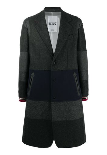 horizontal-stripe single-breasted coat