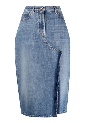 Valentino side slit denim skirt - Blu