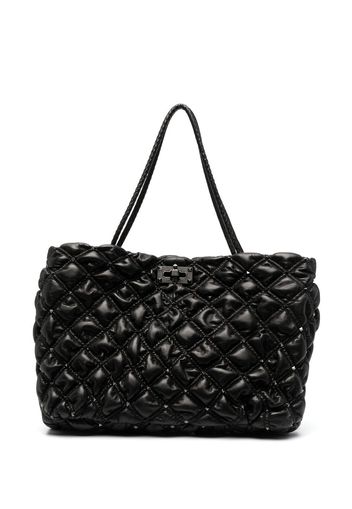 Valentino Garavani Borsa tote trapuntata Spikeme - Nero