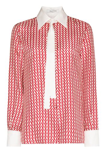 Valentino VLTN CLLR B D LS NK TIE V-LOGO SHIRT RED - Rosso