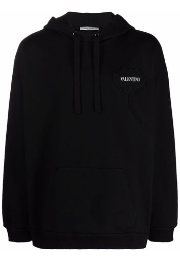 Valentino logo floral patch hoodie - Nero