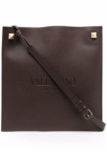 Valentino Garavani Rockstud logo-embossed shoulder bag - Marrone