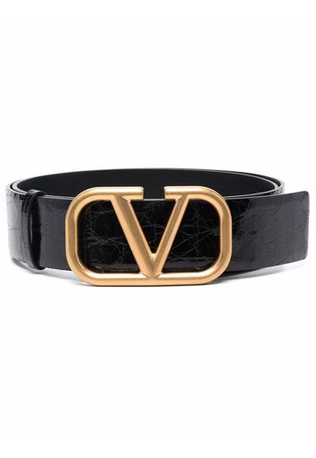 Valentino Garavani VLogo crocodile-effect belt - Nero